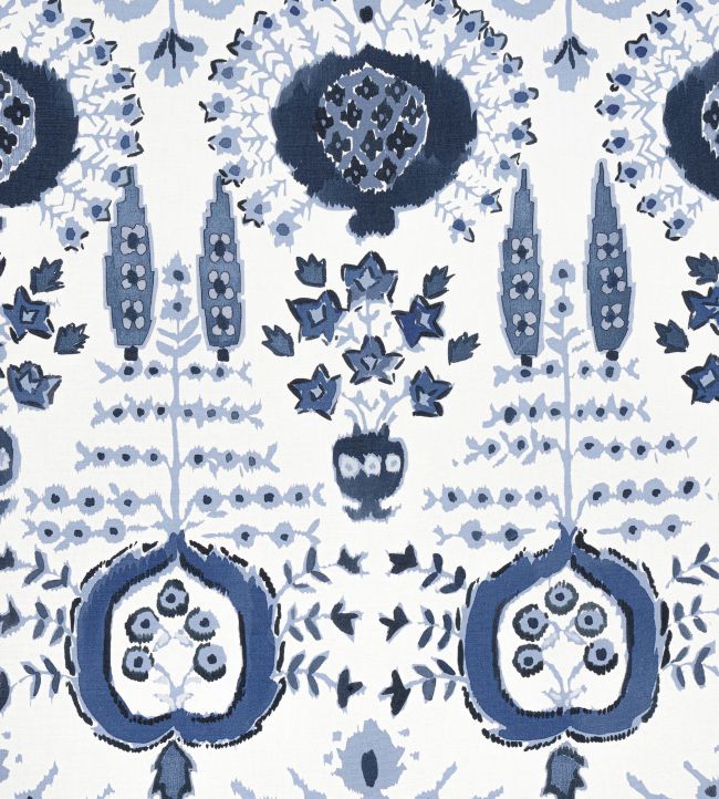 Mendoza Suzani Fabric by Thibaut Blue and White