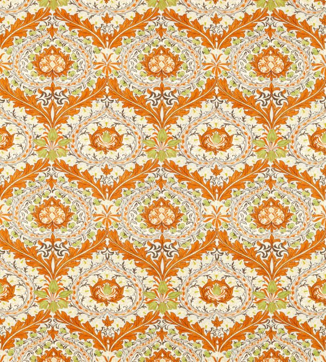 Merton Fabric by Morris & Co Burnt Orange/Chartreuse