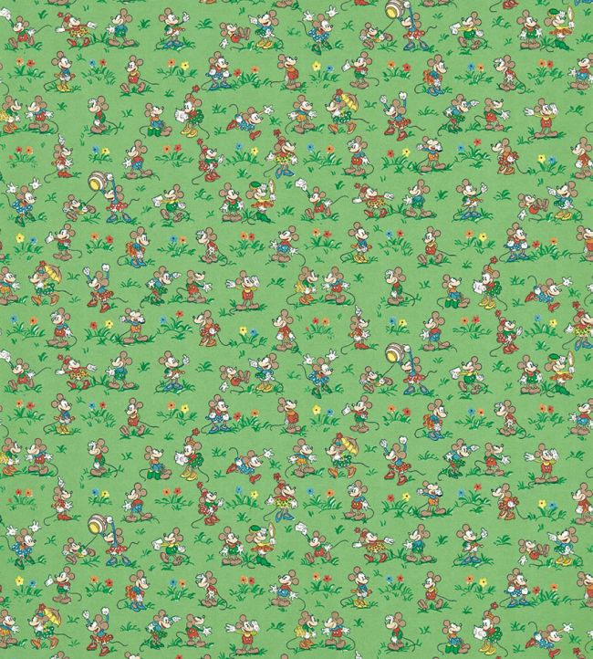 Mickey & Minnie Wallpaper by Sanderson Gumball Green