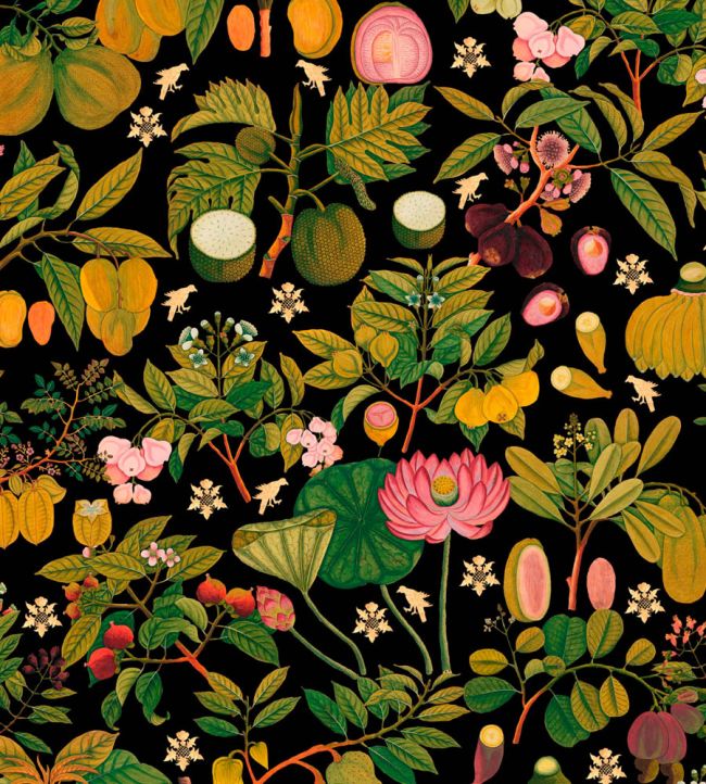 Asian Fruits And Flowers Wallpaper by MINDTHEGAP Anthracite