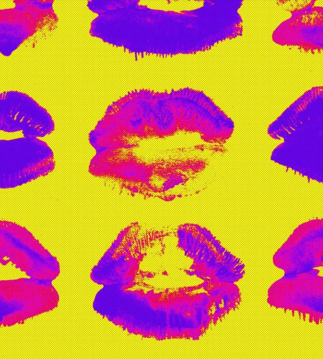 Neon Kiss Wallpaper by MINDTHEGAP Pink, Purple, Yellow