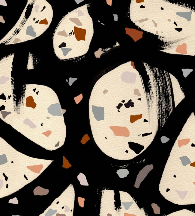 Terrazzo Wallpaper by MINDTHEGAP Black, Brown, Grey