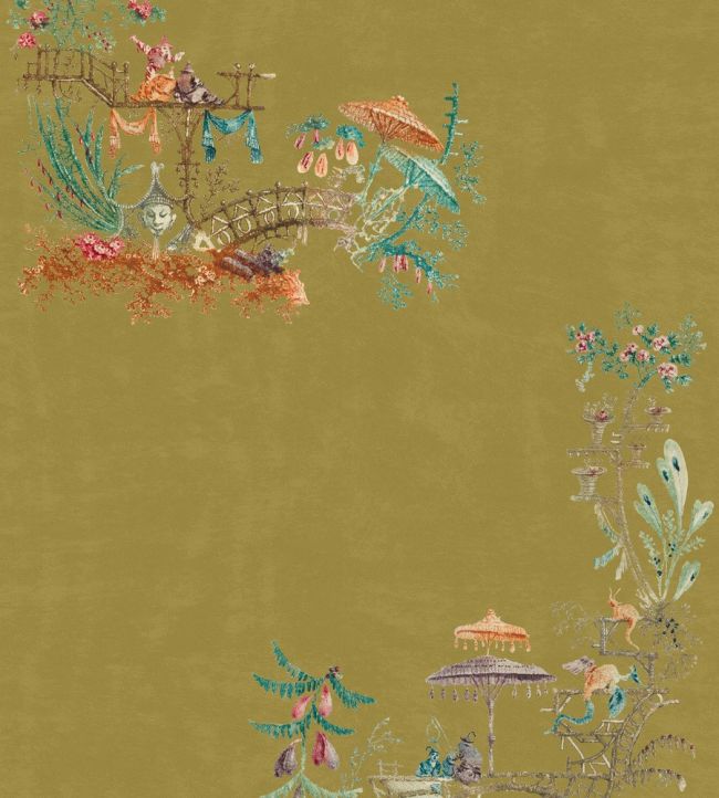 Chinoiserie Fabric by MINDTHEGAP Green