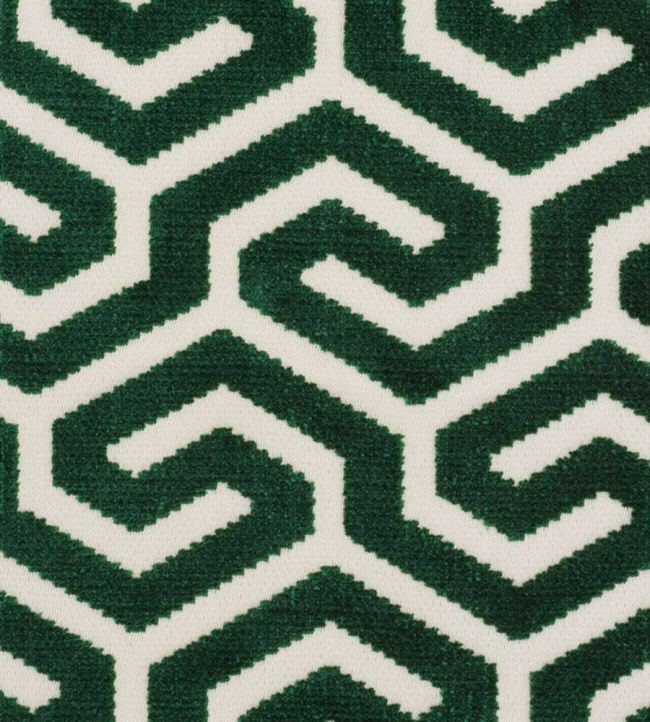 Ming Fret Velvet Fabric by Schumacher Emerald