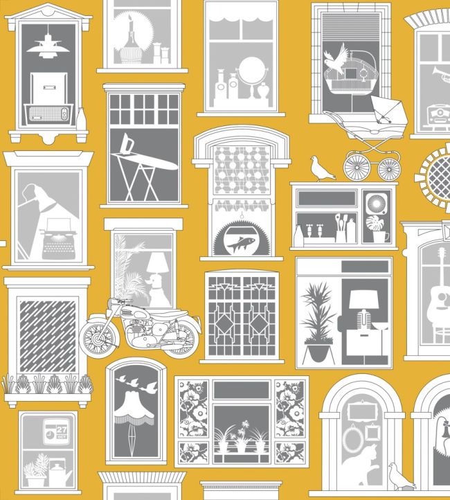 One Day Wallpaper by Mini Moderns Mustard