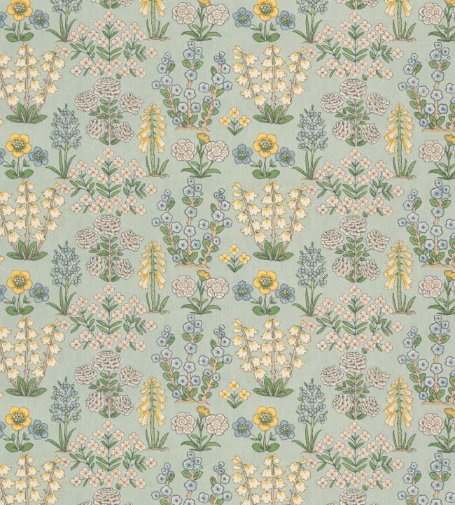 Minnie's Garden Fabric by George & Minnie Aqua