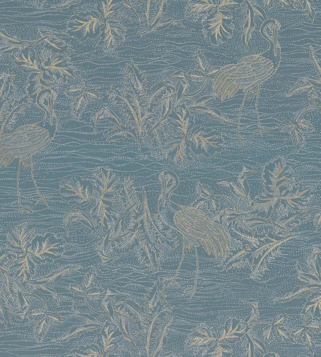 Mirador Wallpaper by Casamance Bleu Persan/Dore