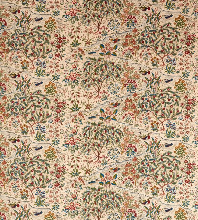 Moat Birds Fabric by Sanderson Damson/Cobalt