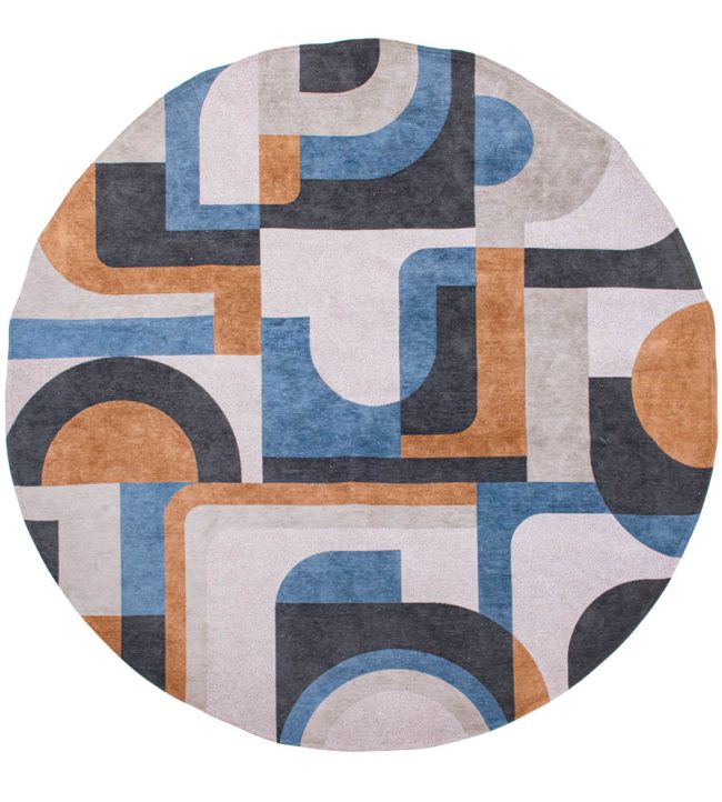 Louis De Poortere Module Round rug Camel Blue 115942 Camel Blue
