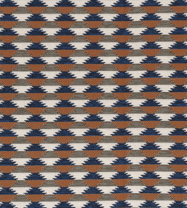 Moki Fabric by Casamance Bleu Orange Brule