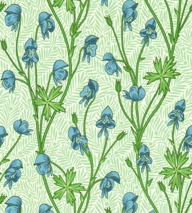 Monkshood Wallpaper by Morris & Co Cobalt/Goblin Green