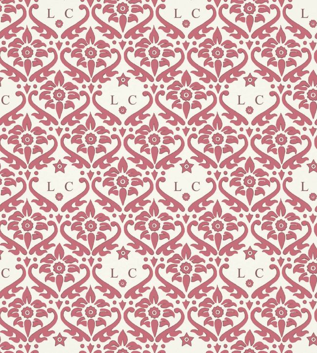 Monogram Damask Wallpaper by Warner House Raspberry