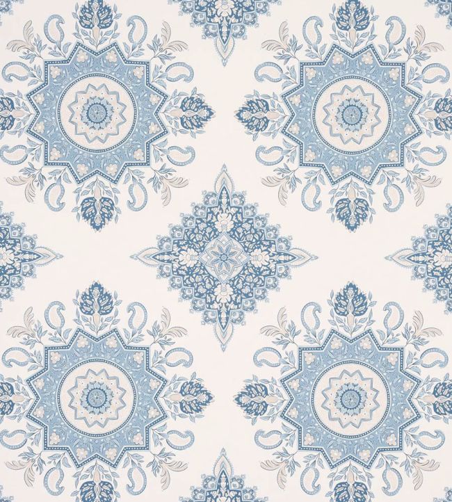 Montecito Medallion Wallpaper by Schumacher China Blue