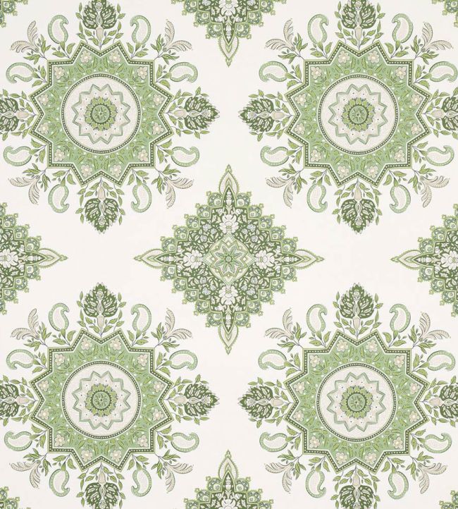 Montecito Medallion Wallpaper by Schumacher Leaf Green