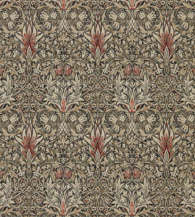 Snakeshead Wallpaper by Morris & Co Charcoal/Spice