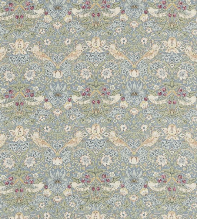 Strawberry Thief Fabric by Morris & co Slate/Vellum