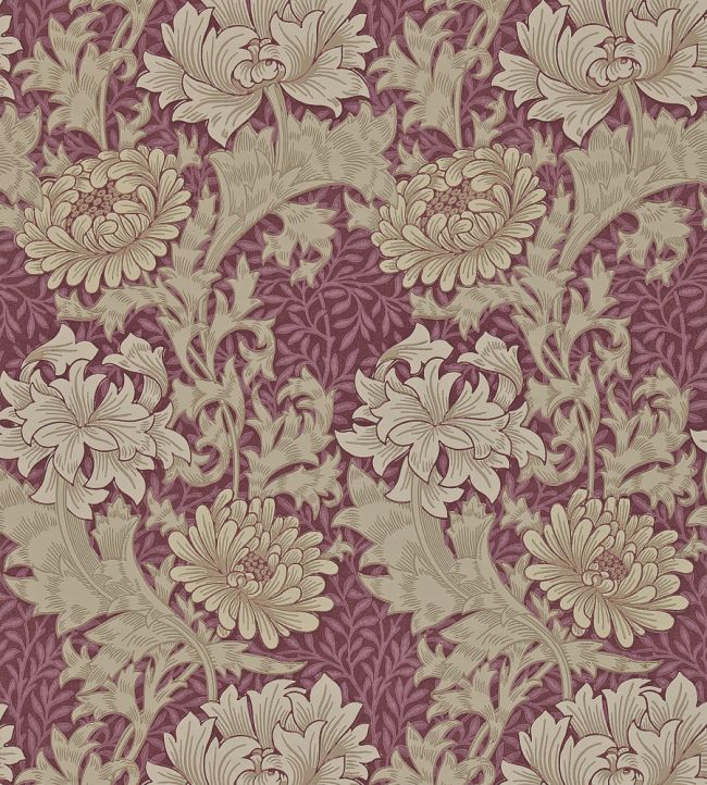 Chrysanthemum Wallpaper by Morris & Co Wine