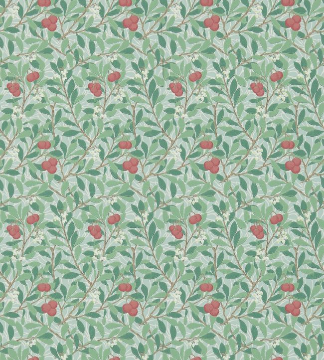 Arbutus Wallpaper by Morris & Co Thyme/Coral