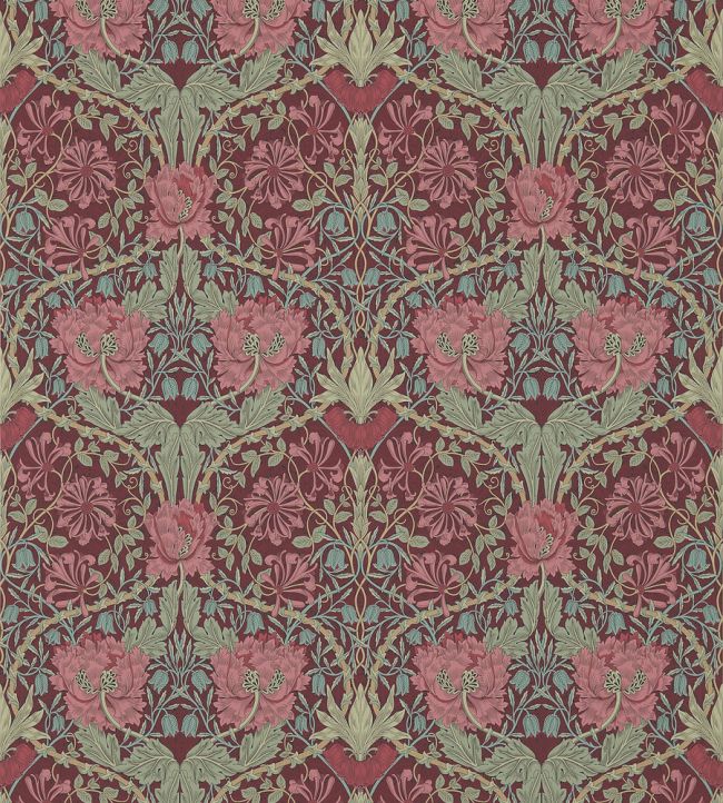 Honeysuckle & Tulip Wallpaper by Morris & Co Burgundy/Sage
