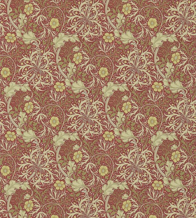 Morris Seaweed Wallpaper by Morris & Co Red/Gold