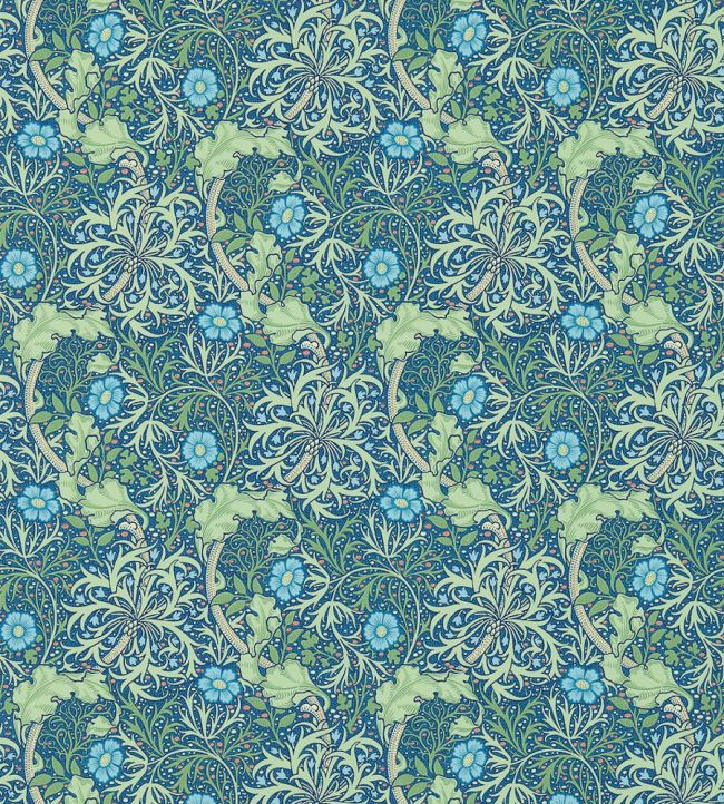 Morris Seaweed Wallpaper by Morris & Co Cobalt/Thyme