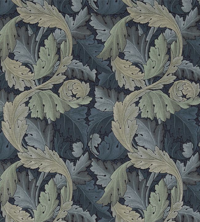 Acanthus Tapestry Fabric by Morris & Co Indigo/Mineral