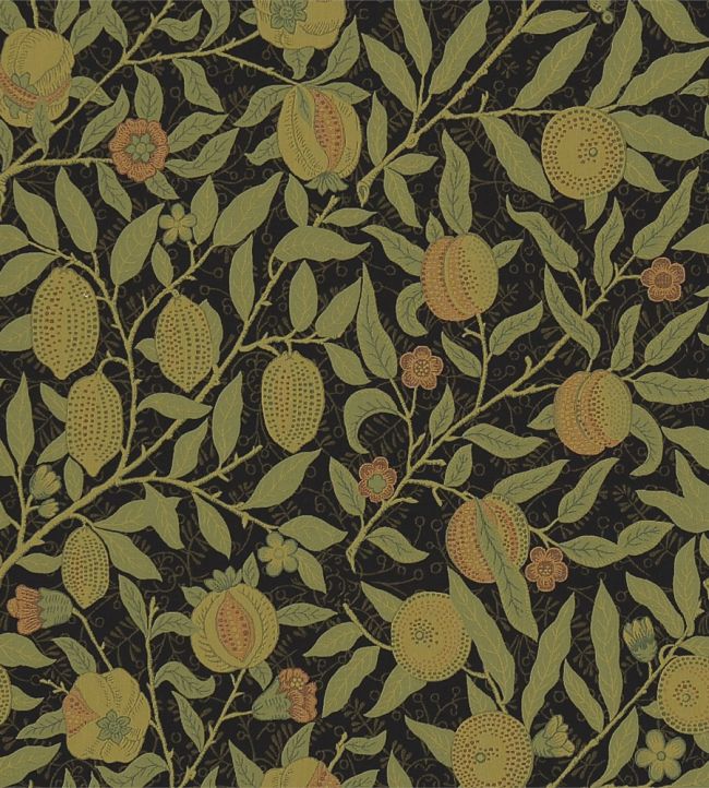 Fruit Fabric by Morris & Co Black/Claret
