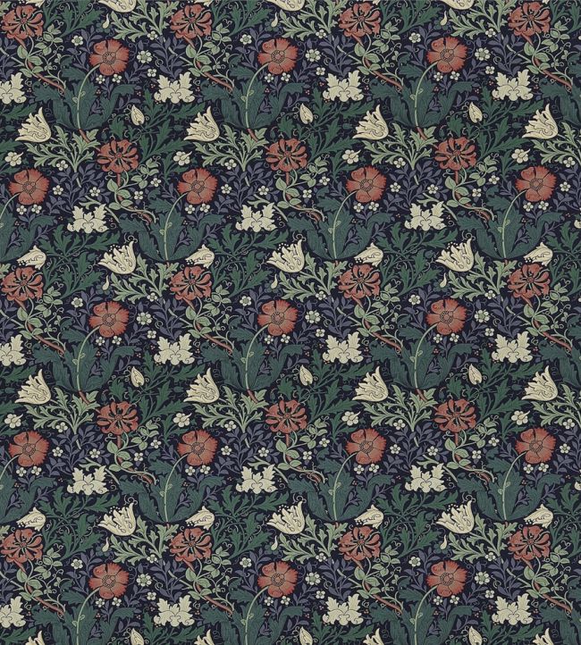 Compton Fabric by Morris & Co Indigo/Green