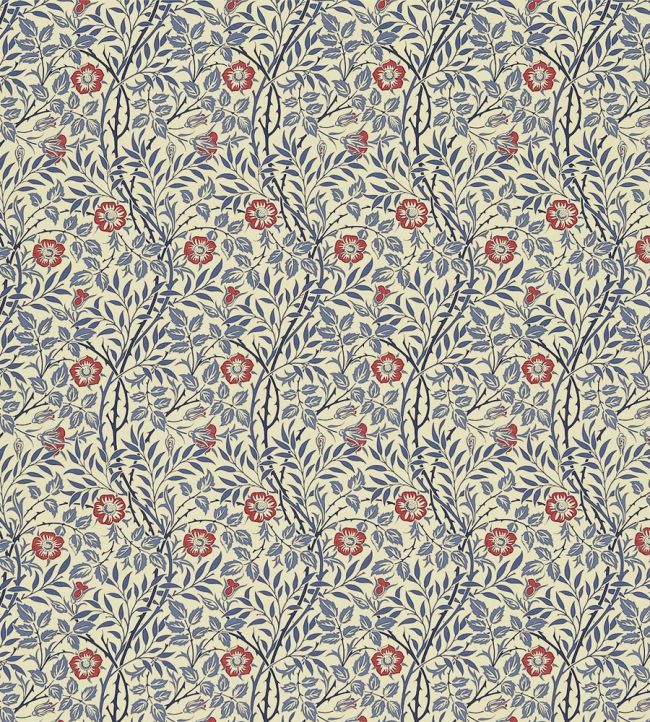 Sweet Briar Fabric by Morris & Co Indigo/Red