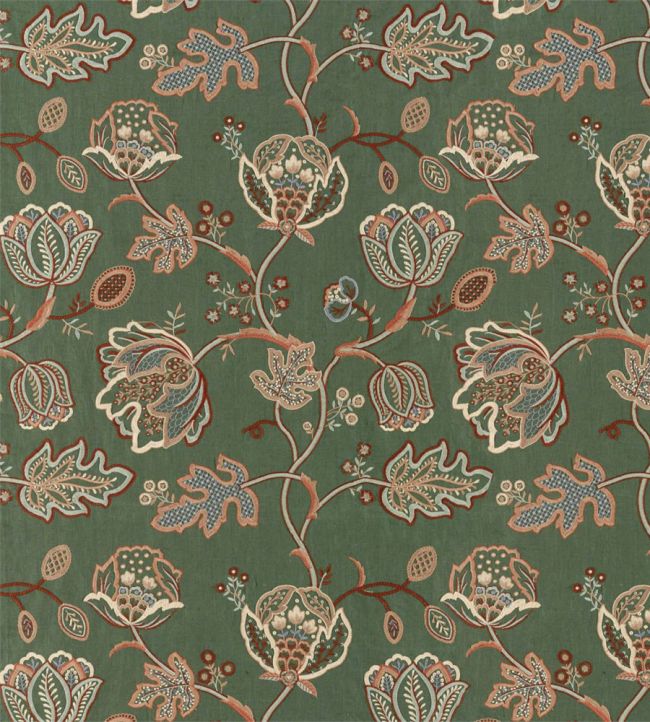 Theodosia Embroidery Fabric by Morris & Co Bottle Green