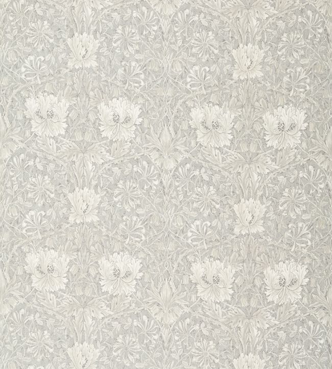 Pure Honeysuckle & Tulip Fabric by Morris & Co Light Grey Blue