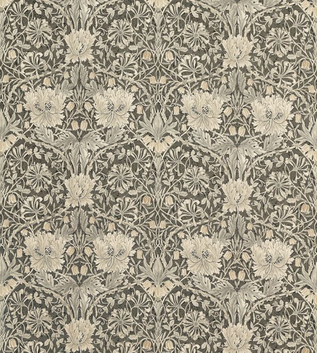 Pure Honeysuckle & Tulip Fabric by Morris & Co Black Ink