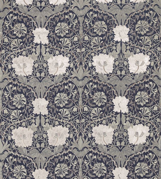 Pure Honeysuckle & Tulip Embroidery Fabric by Morris & Co Inky Purple