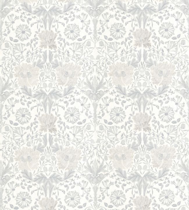 Pure Honeysuckle & Tulip Embroidery Fabric by Morris & Co Lightish Grey