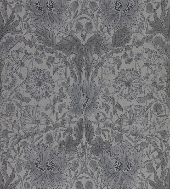 Pure Honeysuckle & Tulip Wallpaper by Morris & Co Black Ink