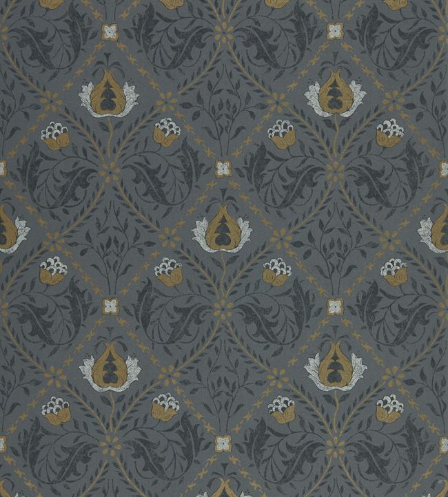 Pure Trellis Wallpaper by Morris & Co Black Ink
