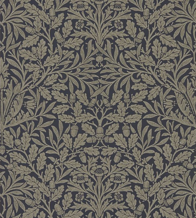 Pure Acorn Wallpaper by Morris & Co Charcoal/Gilver