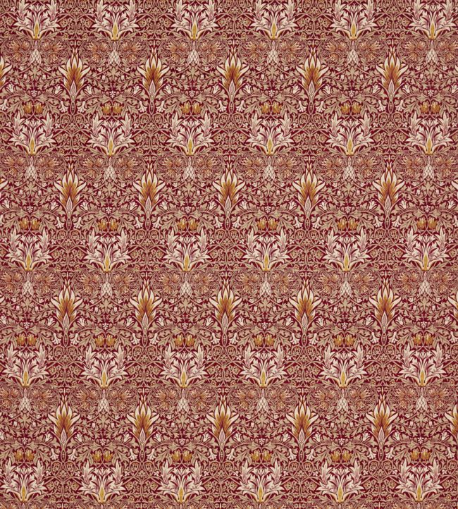 Snakeshead Velvet Fabric by Morris & Co Crimson/Saffron