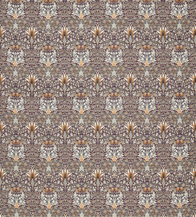 Snakeshead Velvet Fabric by Morris & Co Mulberry/Saffron