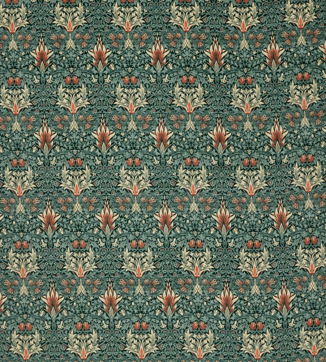 Snakeshead Velvet Fabric by Morris & Co Thistle/Russet