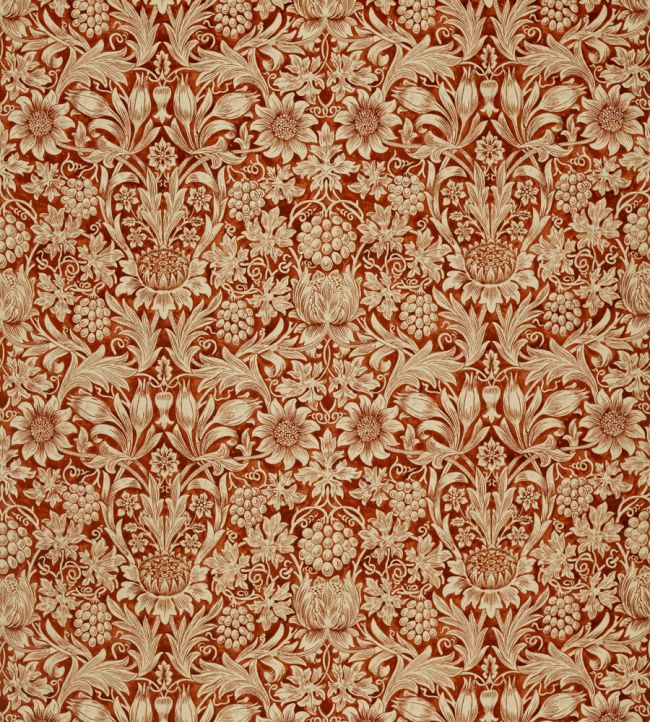 Sunflower Velvet Fabric by Morris & Co Saffron/Vellum