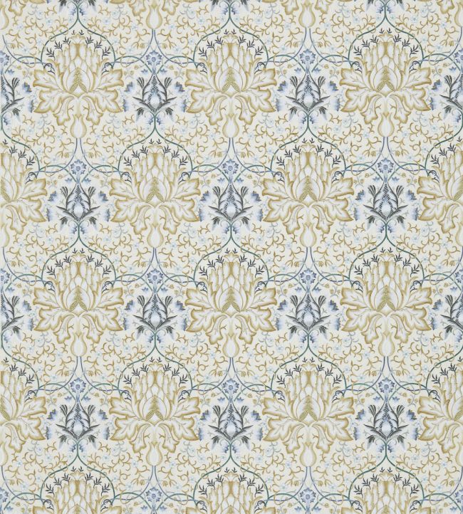 Artichoke Embroidery Fabric by Morris & Co Soft Gold/Cream