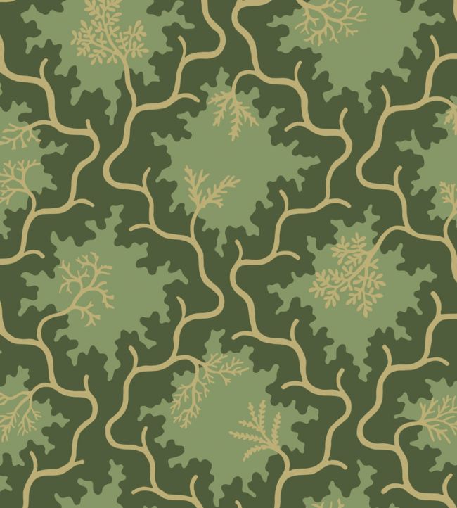 Moss Trellis Wallpaper by Cole & Son Evergreen & Antique Gold