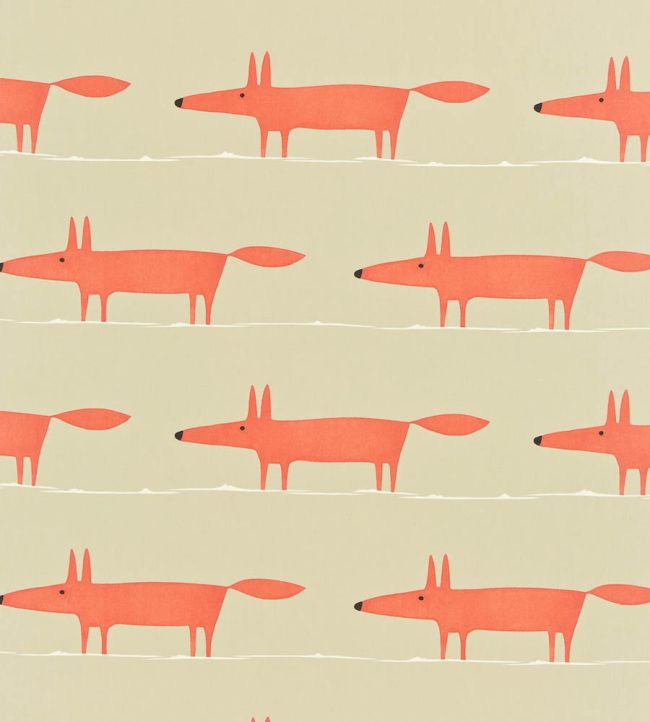 Mr Fox Fabric by Scion Neutral / Paprika