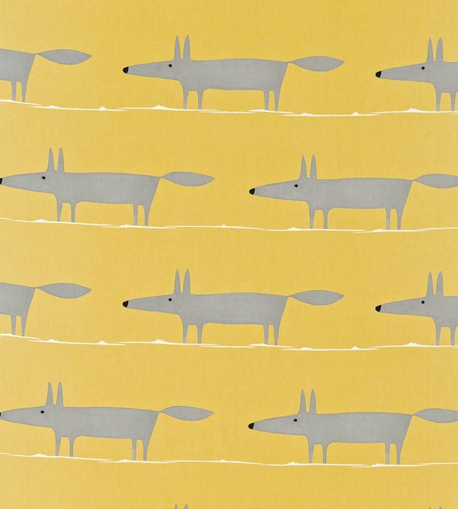Mr Fox Fabric by Scion Sunflower / Gull / Chalk