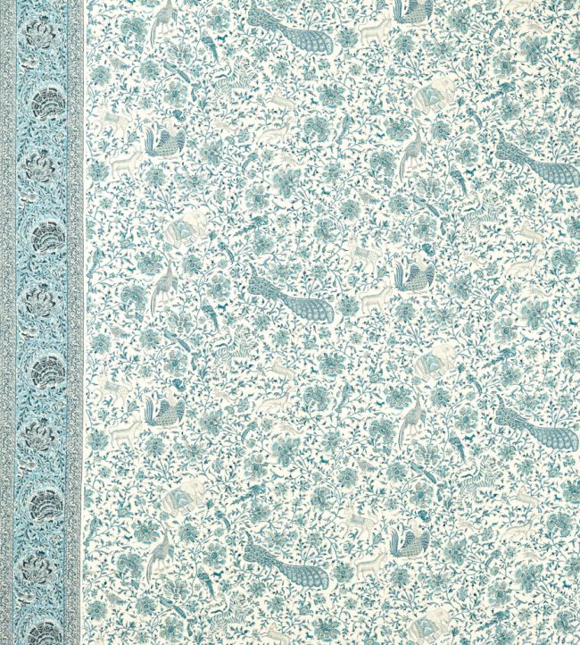 Mughal Menagerie Fabric by Zoffany Mazarine Blue