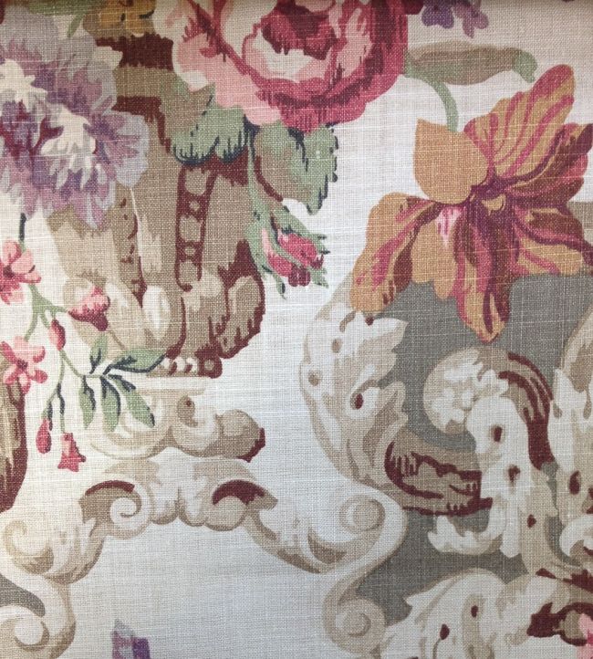 Floral Rococo Fabric by Mulberry Home Taupe