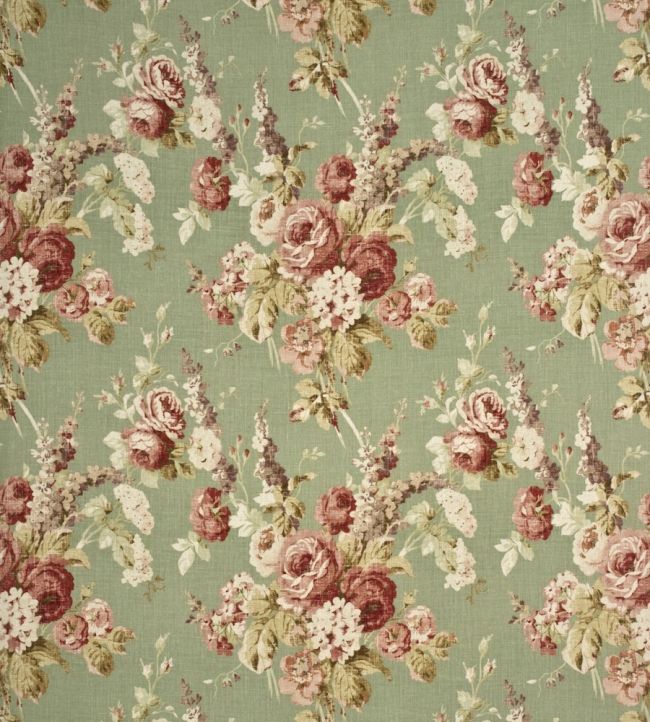 Vintage Floral Fabric by Mulberry Home Coral/Sage