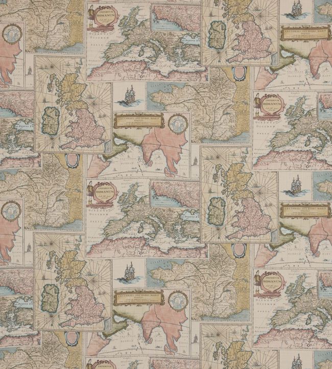Bohemian Travels Linen Fabric by Mulberry Home Multi