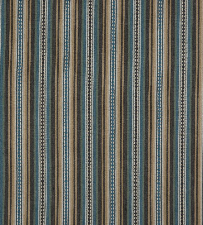 Dalton Stripe Fabric by Mulberry Home Indigo/Teal